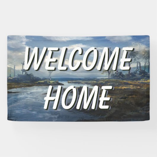 Gepersonaliseerde Welkom Huis Landschap Water Bann Spandoek (Horizontaal)
