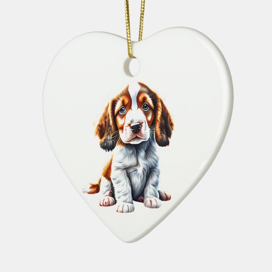 Gepersonaliseerde Welsh Springer Spaniel Puppy Keramisch Ornament (Links)