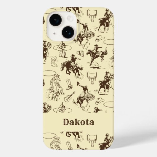 Gepersonaliseerde Westerne Cowboy Rodeo Paarden Case-Mate iPhone Case (Achterkant)