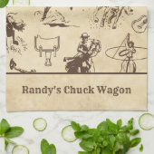 Gepersonaliseerde Westerne Rodeo Cowboy Cowgirl Theedoek (Gevouwen)