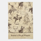 Gepersonaliseerde Westerne Rodeo Cowboy Cowgirl Theedoek (Verticaal)