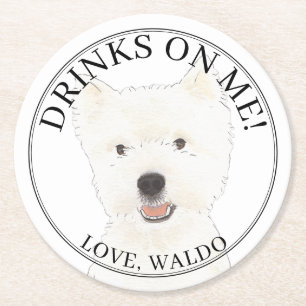 Gepersonaliseerde Westie Highland Terrier Hond bru Ronde Kartonnen Onderzetter