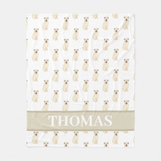 Gepersonaliseerde Wheaten Terrier Tan & White Fleece Deken (Voorkant)