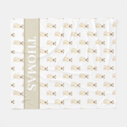 Gepersonaliseerde Wheaten Terrier Tan & White Fleece Deken (Voorkant (Horizontaal))