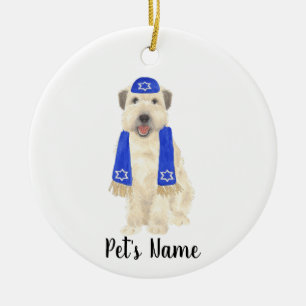 Gepersonaliseerde Wheaten Terrier Yarmulke en sjaa Keramisch Ornament