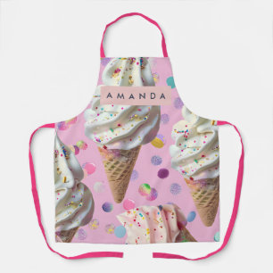 Gepersonaliseerde Whimische Pastelkleurige Ijsdroo Schort