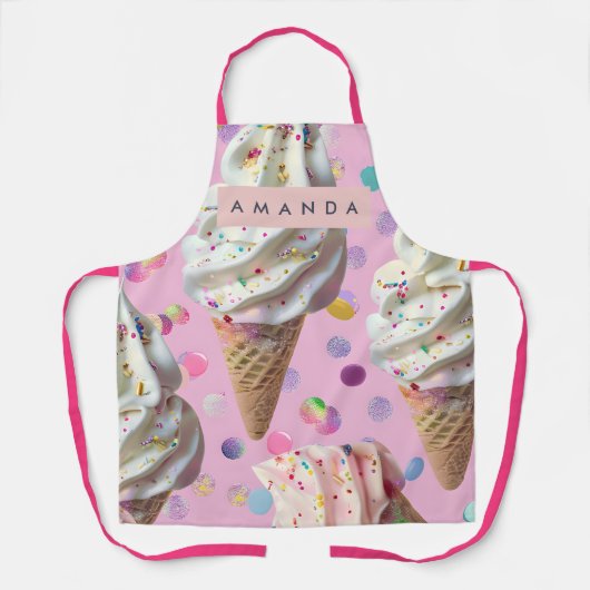Gepersonaliseerde Whimische Pastelkleurige Ijsdroo Schort (Voorkant)