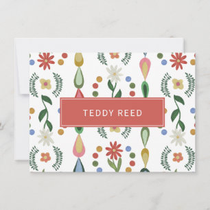 Gepersonaliseerde Whimsical Flowers Greenery Note Notitiekaartje