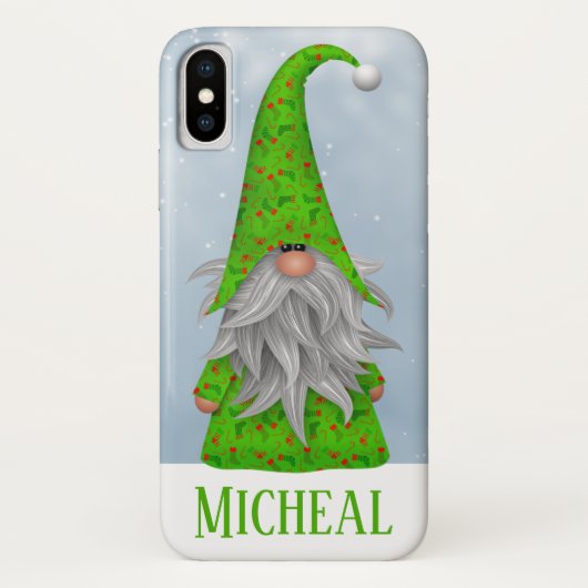 Gepersonaliseerde Whimsical Green Holiday Gnome Case-Mate iPhone Case (Achterkant)