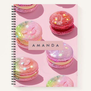 Gepersonaliseerde Whimsical Pastel Macaron Glans Notitieboek