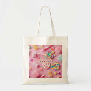 Gepersonaliseerde Whimsical Pastelkleurige Snoepje Tote Bag