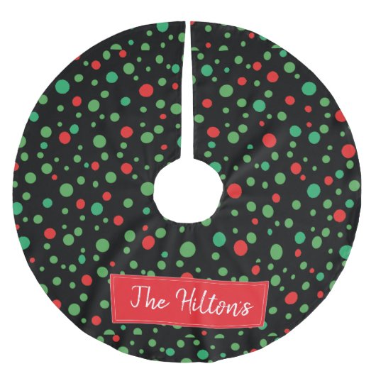 Gepersonaliseerde whimsical Polka Dot Kerstmis Kerstboom Rok (Voorkant)