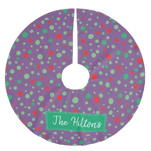 Gepersonaliseerde whimsical Polka Dot Kerstmis Kerstboom Rok (Voorkant)