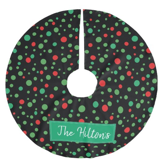 Gepersonaliseerde whimsical Polka Dot Kerstmis Kerstboom Rok (Voorkant)