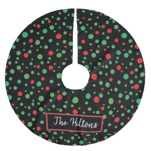 Gepersonaliseerde whimsical Polka Dot Kerstmis Kerstboom Rok (Voorkant)