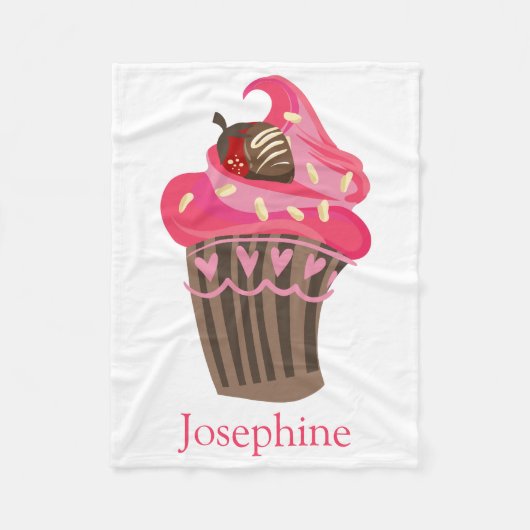 Gepersonaliseerde Whimsy Pink Cupcake Blanket Fleece Deken (Voorkant)