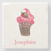 Gepersonaliseerde Whimsy Pink Cupcake onderzetter (Voorkant)