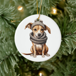 Gepersonaliseerde Whippet Dog Keramisch Ornament
