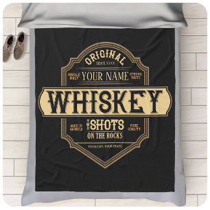 Gepersonaliseerde whisky op de Rocks Liquor Label  Fleece Deken