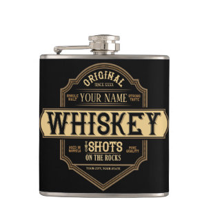 Gepersonaliseerde whisky op de Rocks Liquor Label  Heupfles