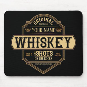 Gepersonaliseerde whisky op de Rocks Liquor Label  Muismat