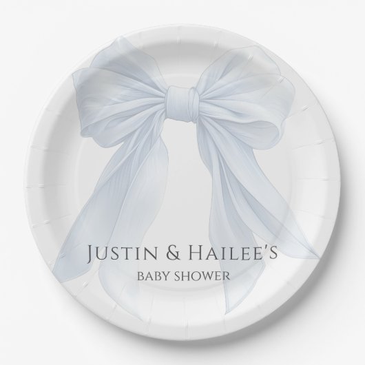 Gepersonaliseerde White Bow Girl Coquette Baby sho Papieren Bordje (Voorkant)
