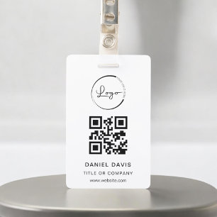 Gepersonaliseerde White Business Logo QR-code Badge