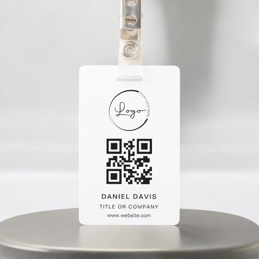 Gepersonaliseerde White Business Logo QR-code Badge