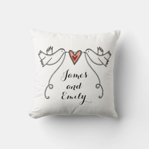 Gepersonaliseerde White Doves Wedding Gift Kussen