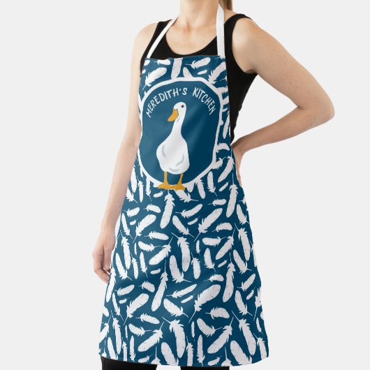 Gepersonaliseerde White Duck Feathers Pattern Blue Schort (Insitu)