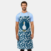 Gepersonaliseerde White Duck Feathers Pattern Blue Schort (Gedragen)
