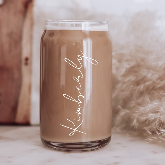 Gepersonaliseerde White Script Bachelorette Party Blikvorm Glas