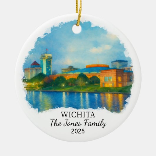 Gepersonaliseerde Wichita Ornament, Kansas Keramisch Ornament (Voorkant)