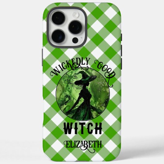 Gepersonaliseerde Wickedly Goede Heks Green Gingha Case-Mate iPhone Case (Achterkant)