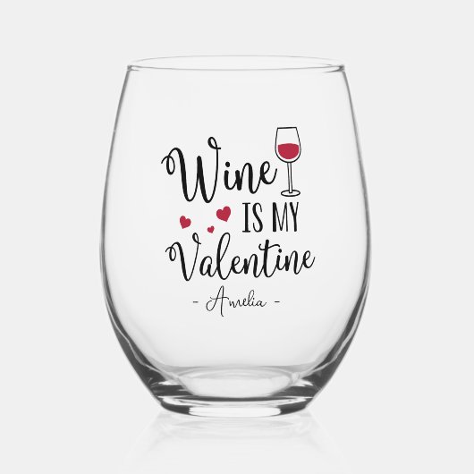 Gepersonaliseerde wijn is mijn Valentijn Wijnglas Zonder Voet (Voorkant)