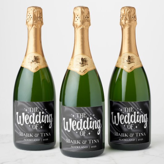 Gepersonaliseerde wijnetiketten | Luxe bruiloften Sparkling Wijnetiket (Flessen)