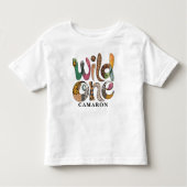 Gepersonaliseerde Wild One 1st Birthday Oerwoud Ba Kinder Shirts (Voorkant)