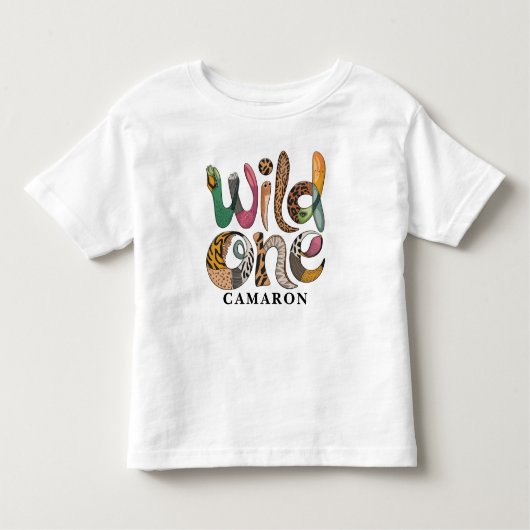 Gepersonaliseerde Wild One 1st Birthday Oerwoud Ba Kinder Shirts (Voorkant)