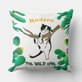 Gepersonaliseerde Wild One Cacti Cat Kinder 1e Ver Kussen