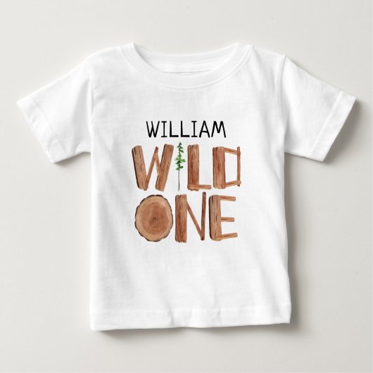 Gepersonaliseerde Wild One Wood 1e verjaardag (Voorkant)