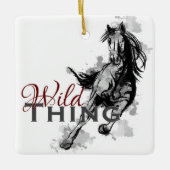 Gepersonaliseerde Wilde Ding Galloping Horse Kerst Keramisch Ornament (Voorkant)