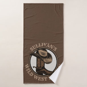 Gepersonaliseerde Wilde West Saloon Westerne Cowbo Bad Handdoek