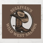 Gepersonaliseerde Wilde West Saloon Westerne Cowbo Bier Etiket (Enkel label)
