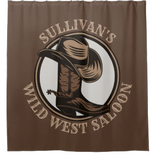 Gepersonaliseerde Wilde West Saloon Westerne Cowbo Douchegordijn