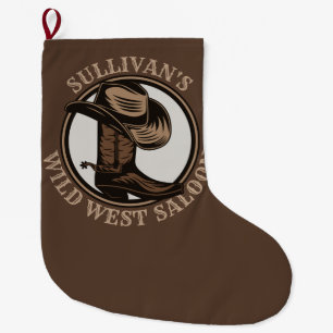 Gepersonaliseerde Wilde West Saloon Westerne Cowbo Grote Kerstsok