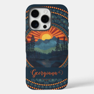 Gepersonaliseerde  wildernis Sunset Dot Mandala iPhone 16 Pro Hoesje