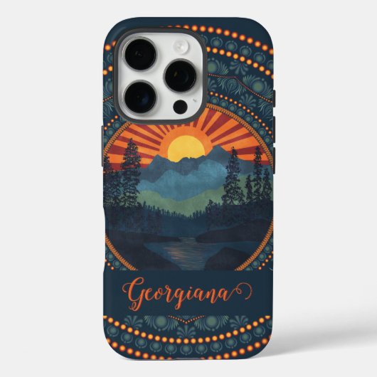 Gepersonaliseerde  wildernis Sunset Dot Mandala Case-Mate iPhone Case (Achterkant)