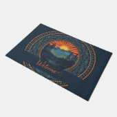Gepersonaliseerde wildernis Sunset Dot Mandala Deurmat (Schuin)