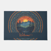 Gepersonaliseerde wildernis Sunset Dot Mandala Deurmat (Voorkant)