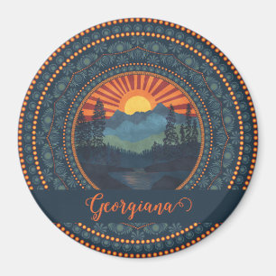 Gepersonaliseerde wildernis Sunset Dot Mandala Magneet